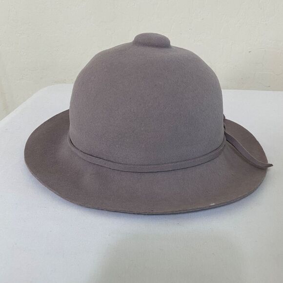 Topic vintage hat Made In Egland 100% wool grey Bowler w/ accent button on top - Picture 5 of 11